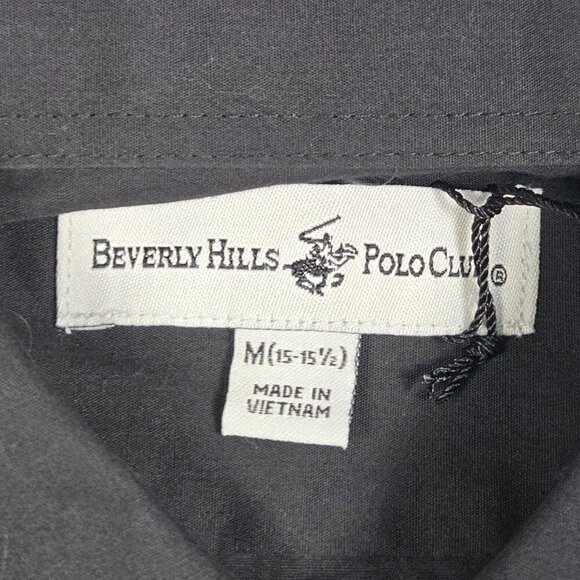 NWT Beverly Hills Polo Club Black Modern Fit Dress Shirt Men’s M Business Casual - Picture 6 of 9